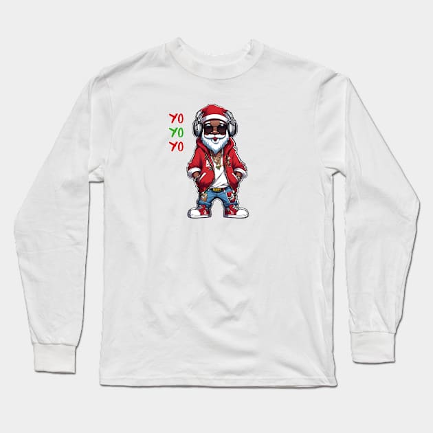 Black-Santa Long Sleeve T-Shirt by DewaJassin